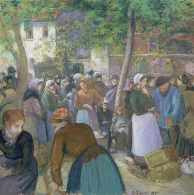 Pluimveemarkt in Gisors door Camille Jacob Pissarro