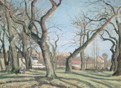 Kastanjebomen in Louveciennes, 1872 door Camille Jacob Pissarro