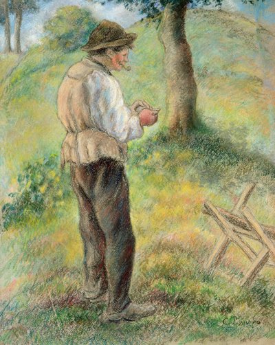 Vader Melon steekt zijn pijp aan, ca. 1879 door Camille Jacob Pissarro