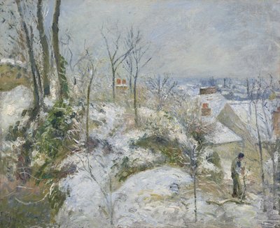 Konijnenhol in Pontoise, sneeuw, 1879 door Camille Jacob Pissarro