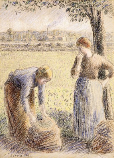 De Plukkers door Camille Jacob Pissarro