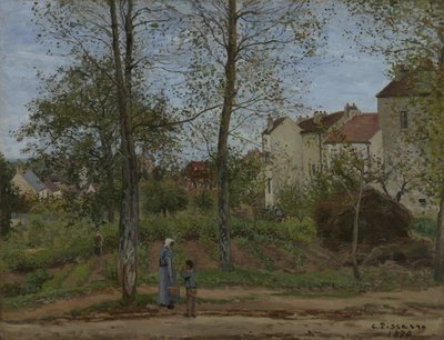 Huizen in Bougival (Herfst) door Camille Pissarro