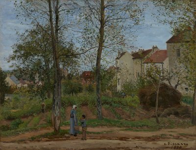 Huizen in Bougival door Camille Jacob Pissarro