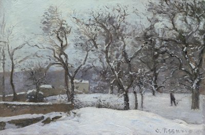 Sneeuw in Louveciennes door Camille Pissarro