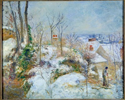 Sneeuweffect, La Garenne in Pontoise door Camille Pissarro