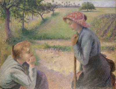 Twee jonge boerinnen, 1891-92 door Camille Jacob Pissarro