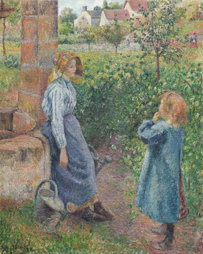 Vrouw en Kind bij de Bron, 1882 door Camille Pissarro