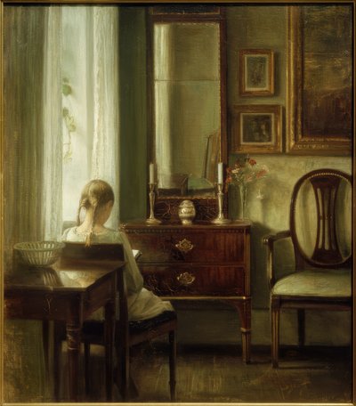 Jonge lezende vrouw door Carl Holsoe