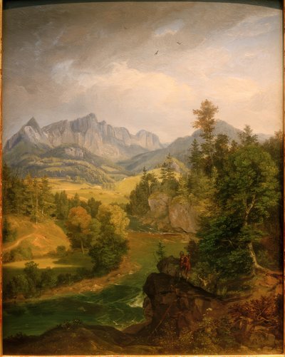 Berglandschap met Rivier bij Berchtesgaden door Carl Rottmann