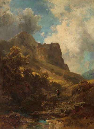 Vallei Canyon met een Melkmeisje door Carl Spitzweg