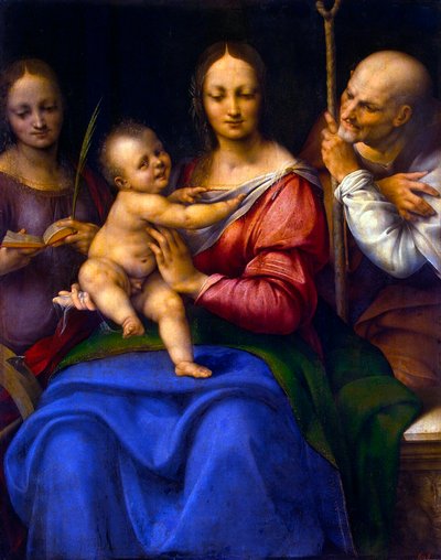 Heilige Familie met Sint Catharina door Cesare da Sesto