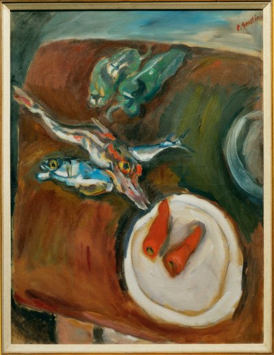 Stilleven met vissen, pepers en wortelen door Chaim Soutine