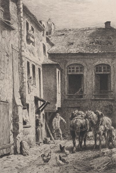 Een binnenplaats in Parijs in 1865 door Charles Emile Jacque