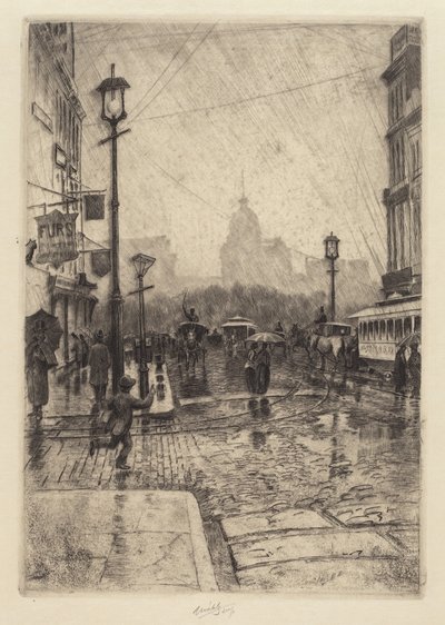 Regenachtige Dag, Broadway door Charles Frederick William Mielatz