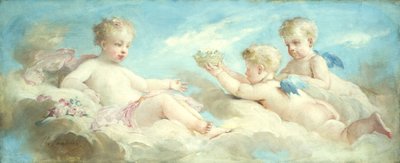 Putti dartelend in de wolken door Charles Joshua Chaplin