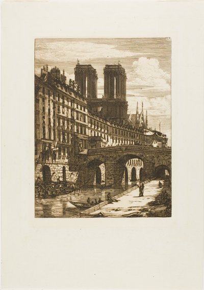 Le Petit Pont, Parijs door Charles Meryon