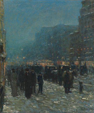 Broadway en 42nd Street door Childe Frederick Hassam