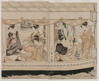 Boottocht op de Sumida-rivier, midden jaren 1790 door Chobunsai Eishi