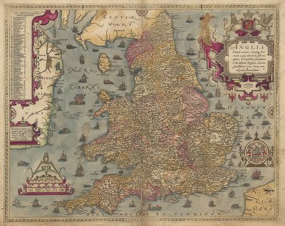 Anglia: Engeland en Wales. 1579 door Christopher Saxton