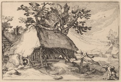 Een schuur door Claes Jansz Visscher after Abraham Bloemaert after Boëtius Adams Bolswert