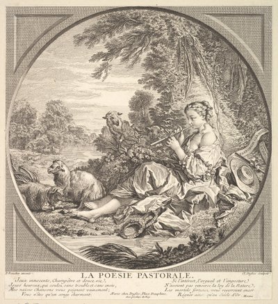 Pastorale Poëzie, ca. 1742 door Claude Augustin Duflos