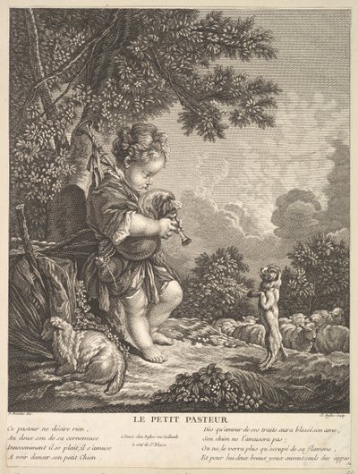 De kleine herder, ca. 1753 door Claude Augustin Duflos