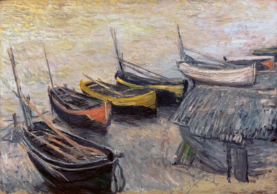 Boten op het strand door Claude Monet