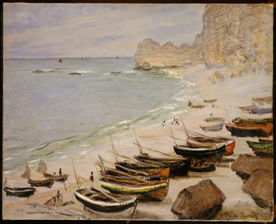 Boten op het strand van Etretat, 1883 door Claude Monet