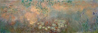 De vijver met waterlelies en irissen door Claude Monet