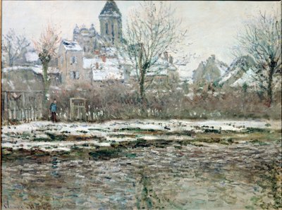 De kerk van Vetheuil onder sneeuw door Claude Monet