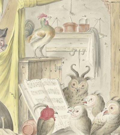 Interieur met vogelconcert door Cornelis Saftleven (possibly)