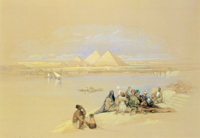 Egypte, Gizeh, Piramides, door David Roberts door David Roberts