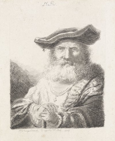 Oude man met baret door Diederik Jan Singendonck