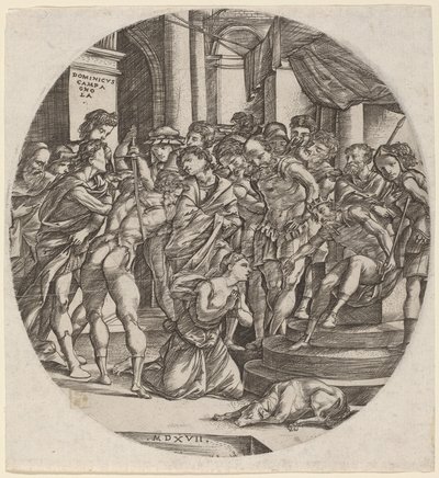 Onthoofding van Sint-Catharina door Domenico Campagnola