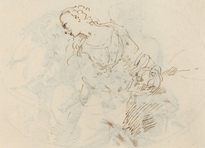 Vrouwelijke Figuur (Boetvaardige Magdalena?) [verso] door Donato Creti