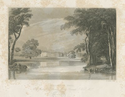 Rolleston Hall: lijn gravure, nd [ca. 1840] door E Stalker