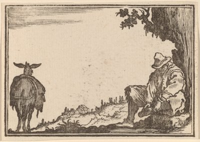 Boer die Zijn Schoen Uittrekt door Edouard Eckman after Jacques Callot