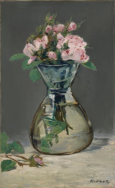 Mosrozen in een vaas door Édouard Manet