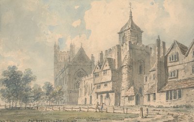 Exeter Cathedral en naburige gebouwen door Edward Dayes