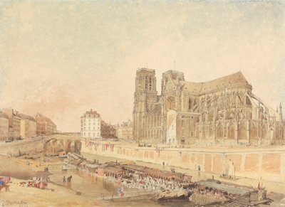 Notre Dame, Parijs, vanaf de Linkeroever door Edward Duncan