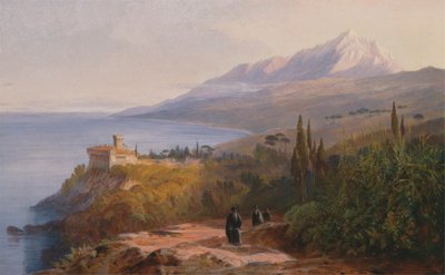 Mount Athos en het klooster van Stavronikétes door Edward Lear