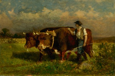 Zonder titel man met twee ossen, 1869 door Edward Mitchell Bannister