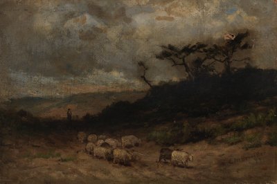 Ongenaamd herder met schapen, 1877 door Edward Mitchell Bannister