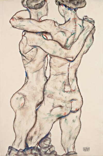 Naakte meisjes omhelzen, 1914 door Egon Schiele