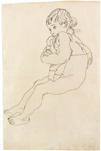 Zittend kind, 1916 door Egon Schiele