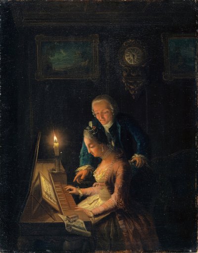 De Muziekles, 1769 door Emanuel Handmann