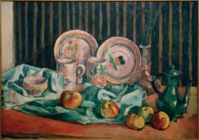 Stilleven met appels en Bretonse keramiek door Emile Bernard