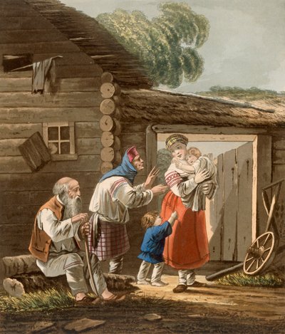 Een Russische boerenfamilie, 1823 door English School