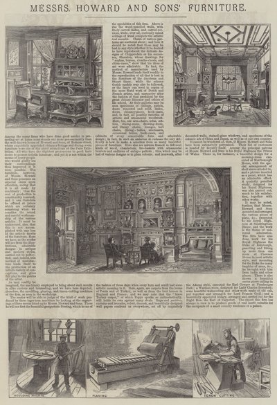 Advertentie, meubels van Messers Howard and Sons (gravure) door English School