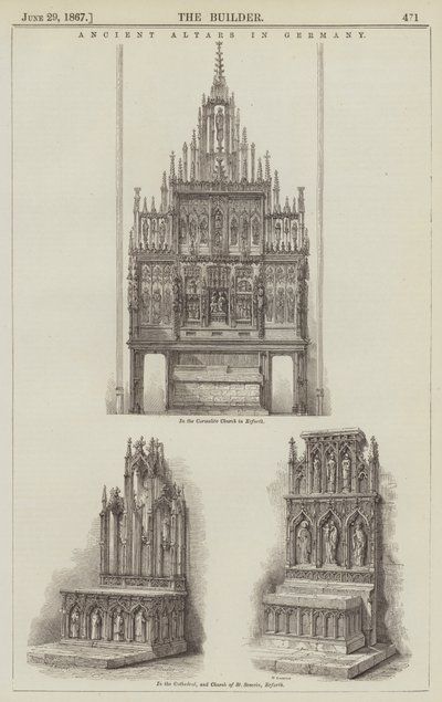 Oude Altaren in Duitsland (gravure) door English School